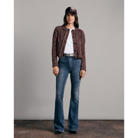 Rag & Bone Burgundy Tweed Jacket Classic Fit Marisa Jacket NWT 2 - Picture 2 of 6